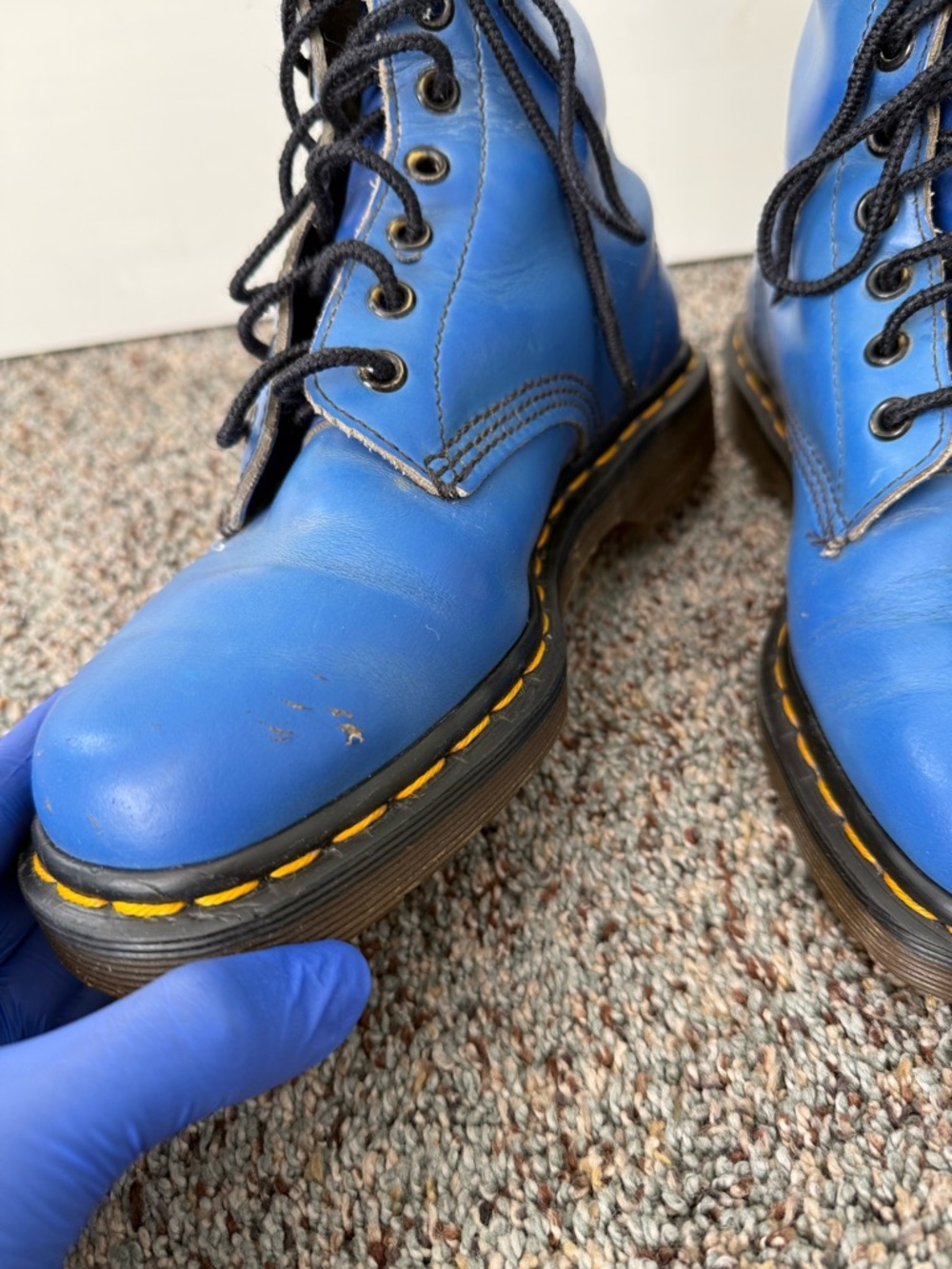 Vintage Dr Martens Made in England Blue Leather boots - Picture 7 of 17